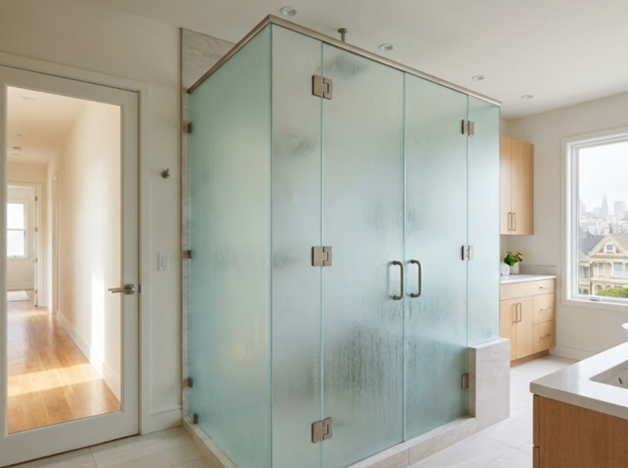 are frosted glass doors good for bathrooms