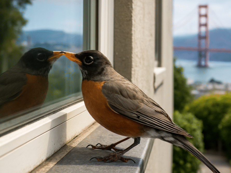 how to get a bird to stop pecking your window
