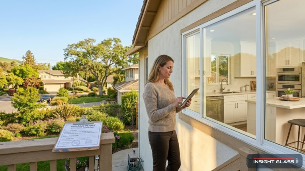 Homeowner reviewing window replacement cost estimate next to a new energy efficient window in a Contra Costa County home