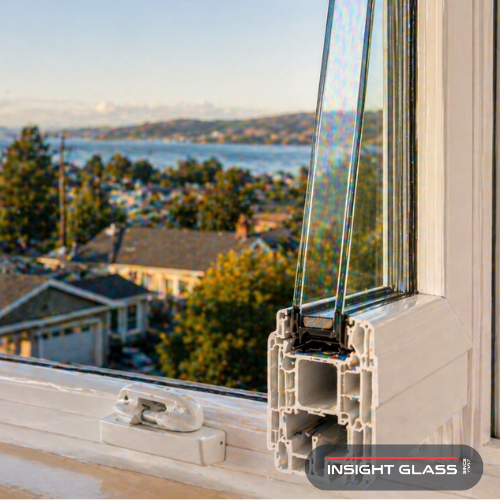 Energy-efficient dual-pane vinyl-frame window detail showing cost savings from window replacement Martinez homeowners invest in