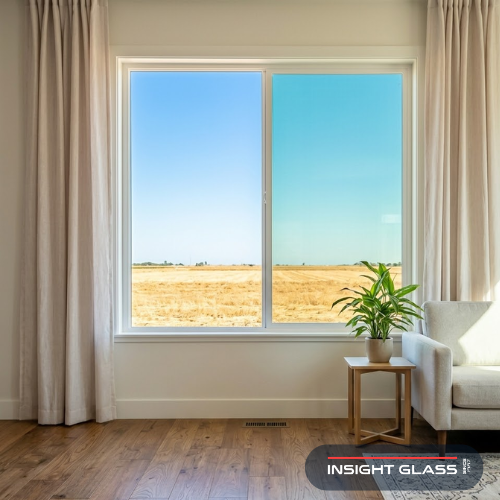 Energy-efficient Low-E replacement window keeping a Stockton California home cool during intense Central Valley summer heat