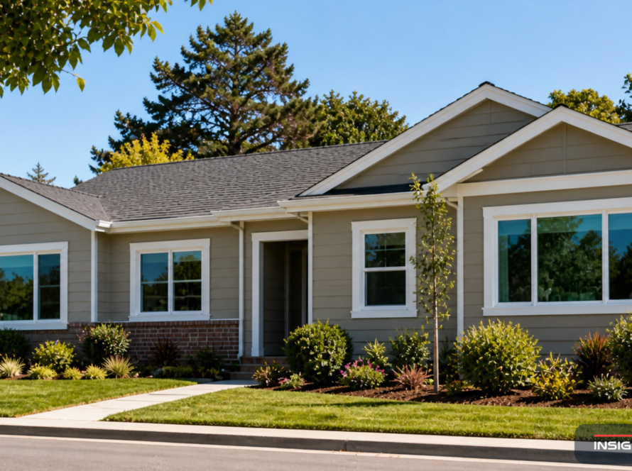 Bay Area suburban home with newly installed white vinyl windows showing welded corners and Low-E glass in clean morning light.