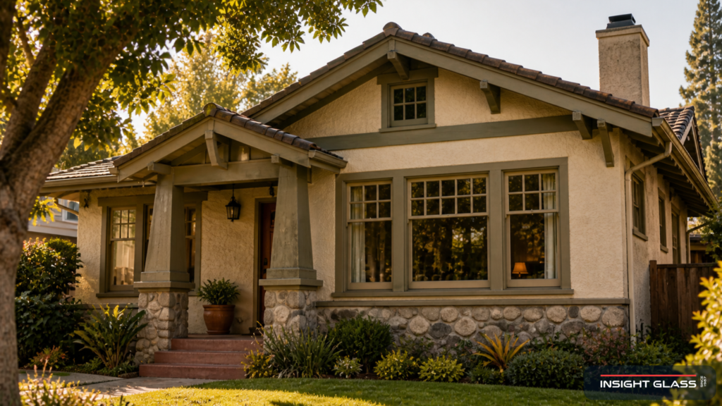 Willow Glen bungalow in San Jose with traditional divided-light wood-frame windows on the front elevation in late afternoon light.