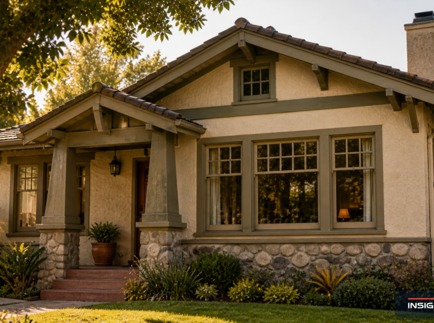 Willow Glen bungalow in San Jose with traditional divided-light wood-frame windows on the front elevation in late afternoon light.