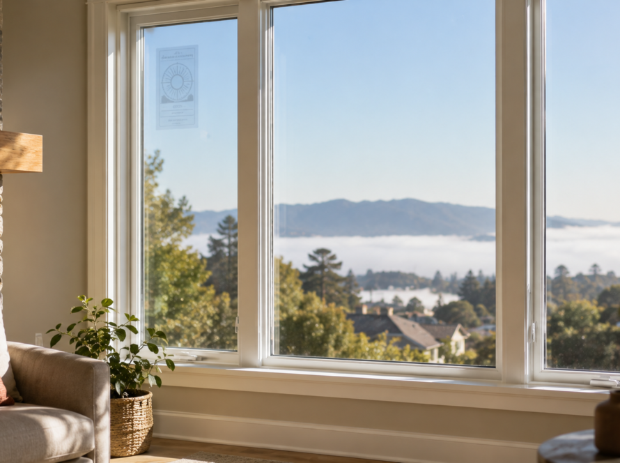 Energy-efficient Title 24 compliant replacement windows in a Bay Area home with Low-E glass.