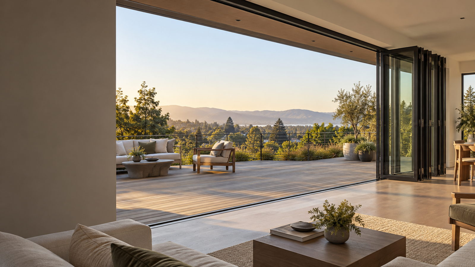 Custom bifold doors installed by Insight Glass in a Bay Area home